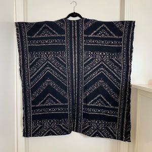 Hippie boho indigo cape kimono navy vest